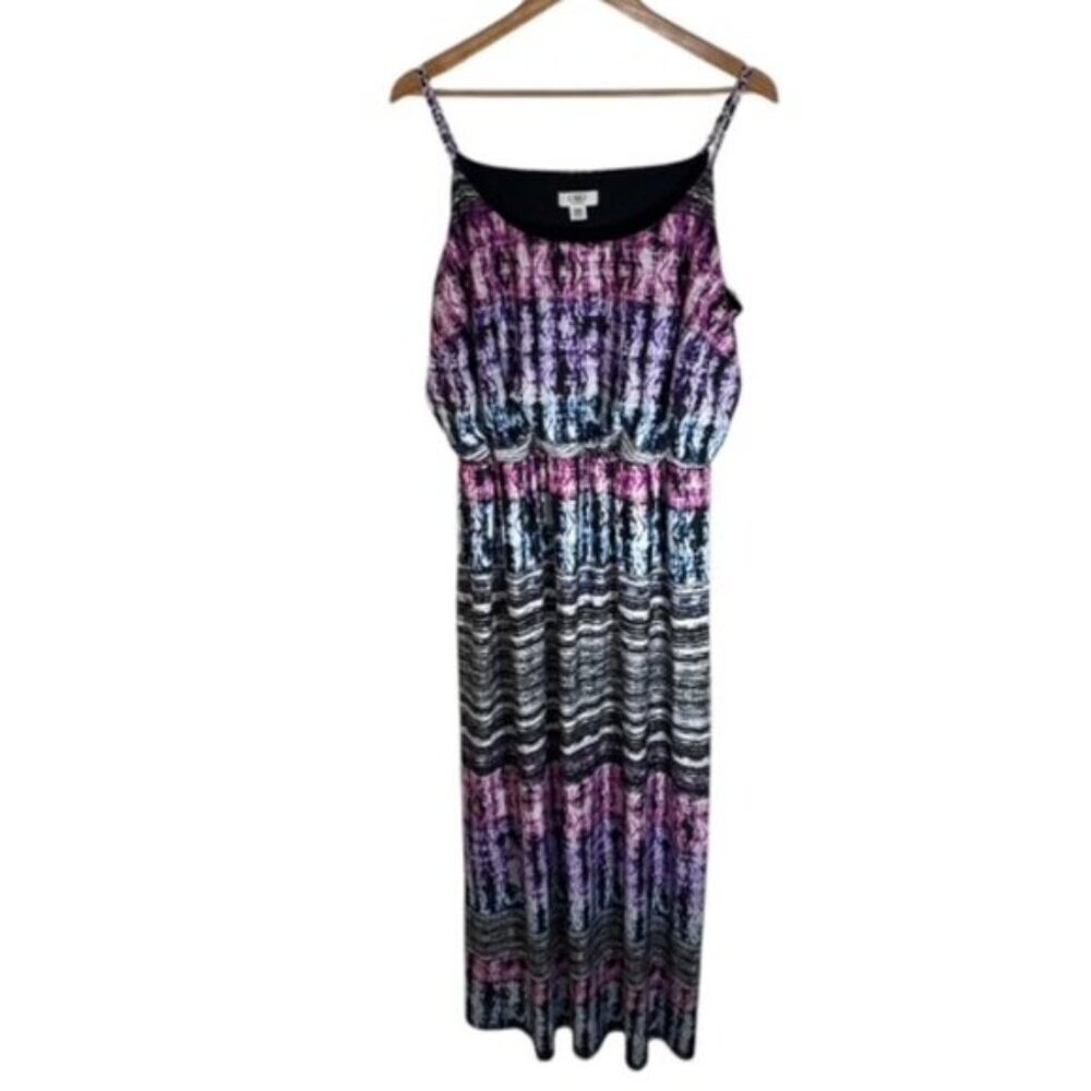 Cato Purple Black Striped Maxi Dress